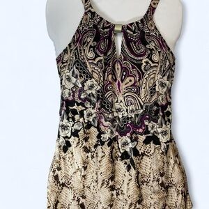 White House Black Black, purple and White Sleeveless halter top 0